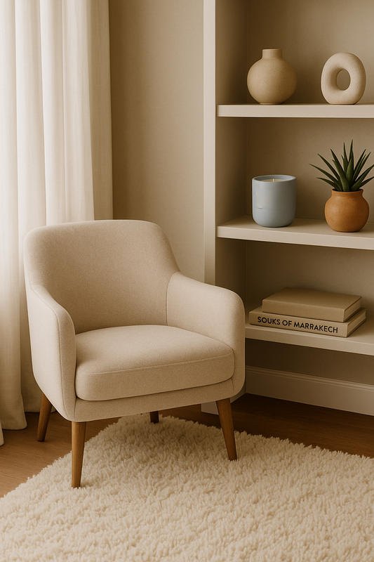 cozy corner with books and candle