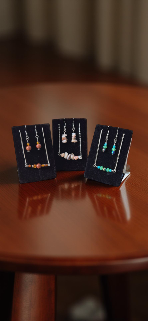 Earrings and necklace display