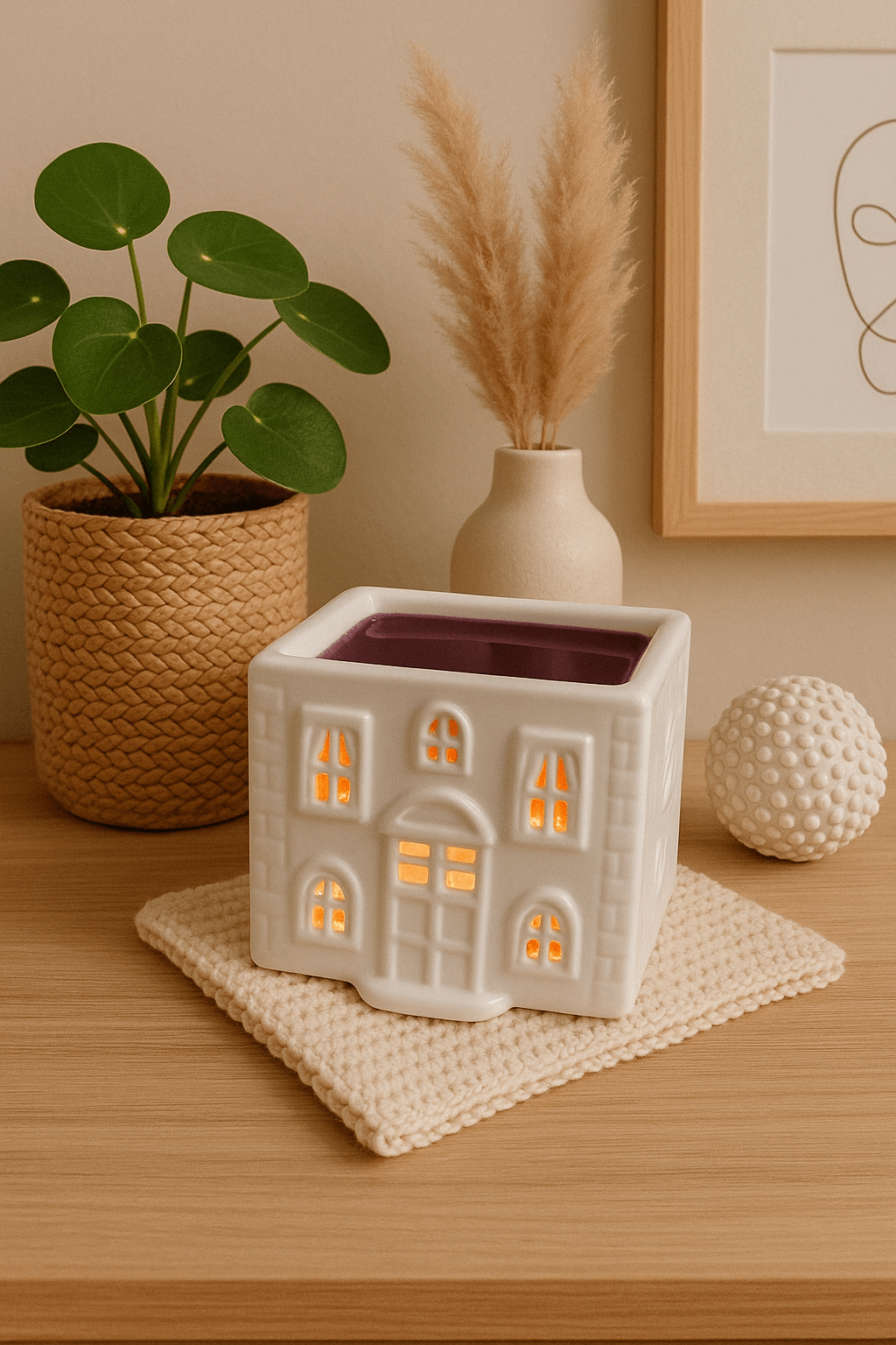 House burner with purple gel melt 