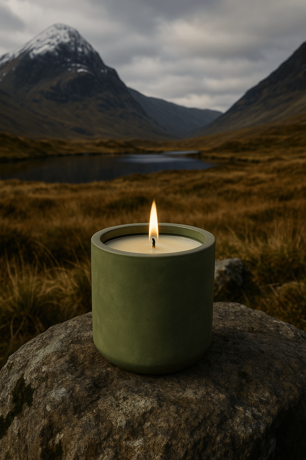 scottish highland candle set in the scene of scotland 