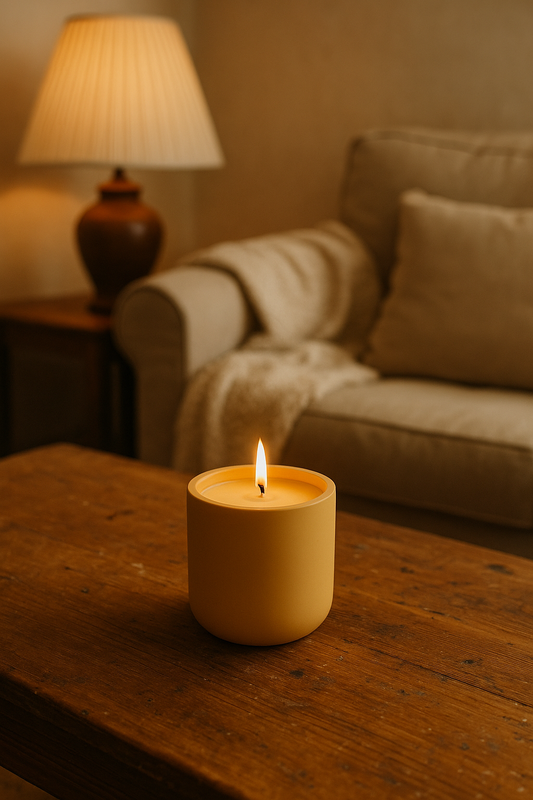 amalfi coast candle lit in a living room 