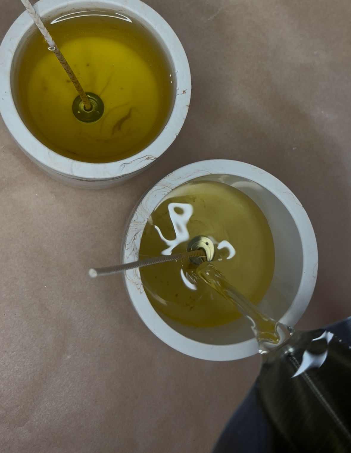 pouring hot wax 